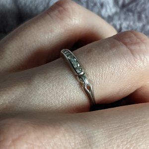Antique Wedding Band with Unique Shoulders 18K WG